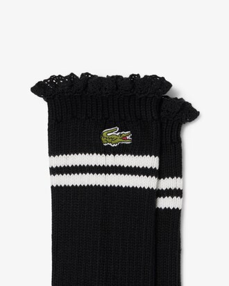 Chaussettes côtelées bordure en dentelle