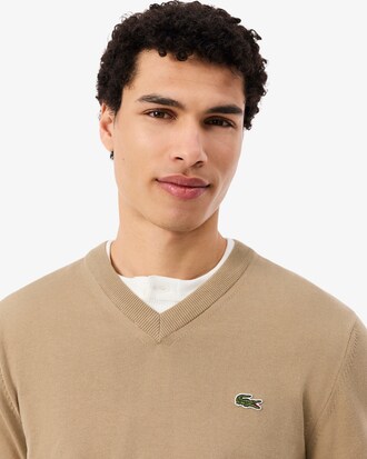 Pull coton uni col V