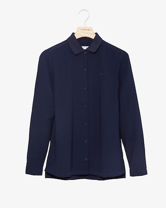 Chemise relax fit en crêpe avec col en bord-côte