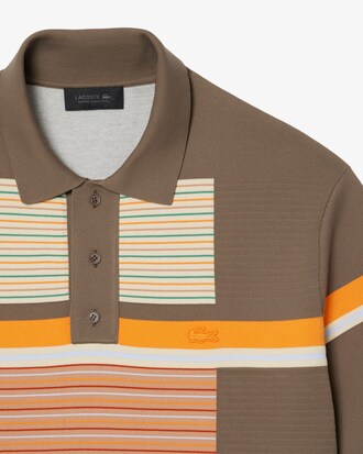 Pull col polo rayures textur&eacute;es D&eacute;fil&eacute;