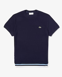 T-shirt col rond Made in France en petit piqu&eacute; &agrave; rayures tricolores