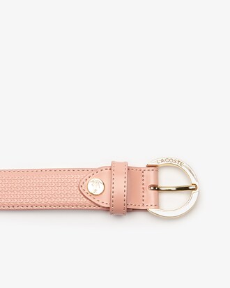 Ceinture en cuir Chantaco boucle ronde grav&eacute;e Lacoste