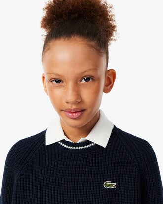 Pull col rond coton et laine