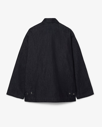 Veste denim indigo col montant D&eacute;fil&eacute;