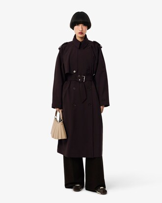 Trench-coat oversize laine m&eacute;lang&eacute;e