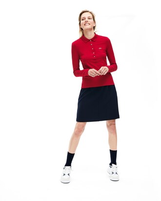 Polo slim fit Lacoste &agrave; manches longues en mini piqu&eacute; stretch