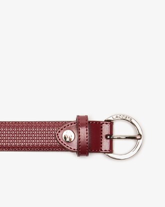 Ceinture en cuir texturé à boucle ronde gravée Lacoste