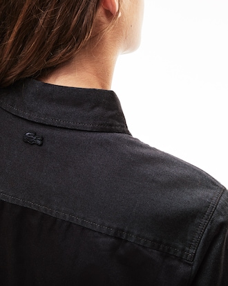 Chemise boxy fit Lacoste LIVE en coton avec roses brodées