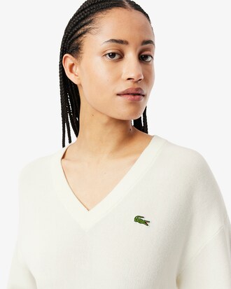 Pull col V point mousse coton