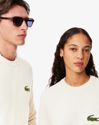 Pull coton côtelé avec badge