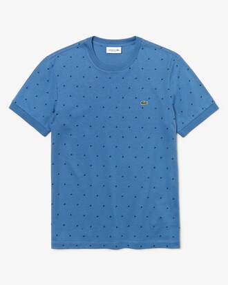 T-shirt col rond en coton imprim&eacute; de mini motifs pied-de-poule