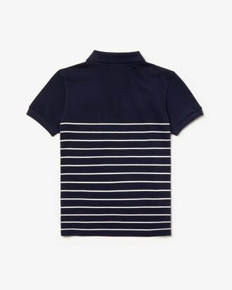 Polo Gar&ccedil;on Lacoste en piqu&eacute; de coton ray&eacute; avec poche contrast&eacute;e