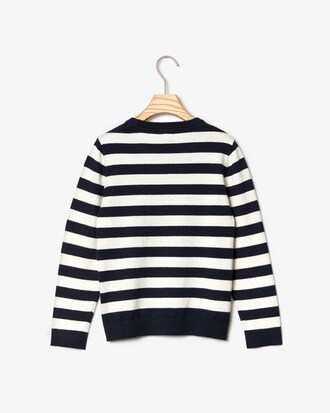Pull Gar&ccedil;on col rond en cachemire et coton &agrave; rayures