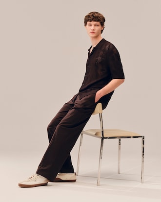 Pantalon de costume straight fit coton ray&eacute;