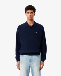 Pull polo relaxed fit en laine cardée