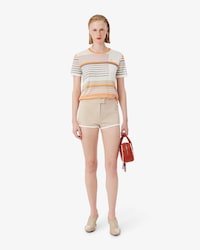 Mini-short maille satin&eacute;e D&eacute;fil&eacute;