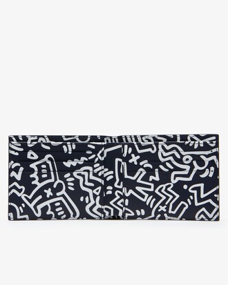 Portefeuille en cuir uni et intérieur imprimé Collab Keith Haring