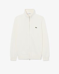 Pull zipp&eacute; coton uni col montant