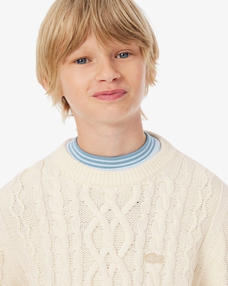 Pull col rond coton et laine