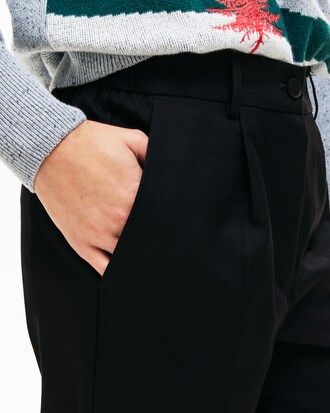 Pantalon taille haute à pinces uni