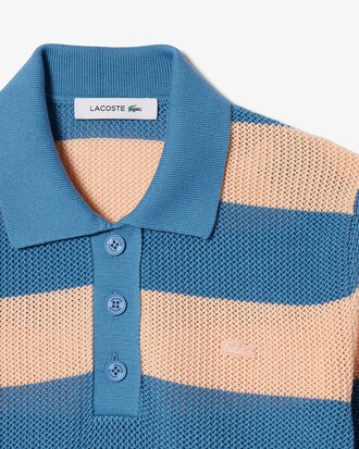 Pull col polo maille r&eacute;sille rayures