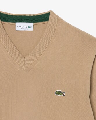 Pull coton uni col V
