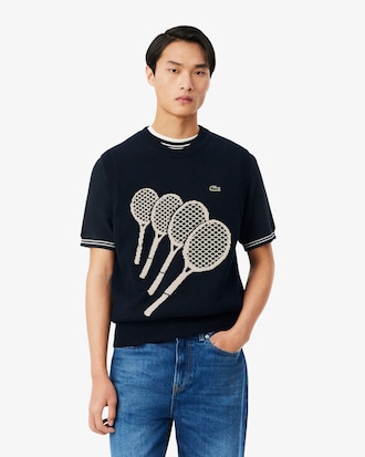 Pull sans manches motif jacquard en coton