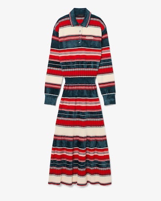 Robe longue col polo ray&eacute;e D&eacute;fil&eacute;