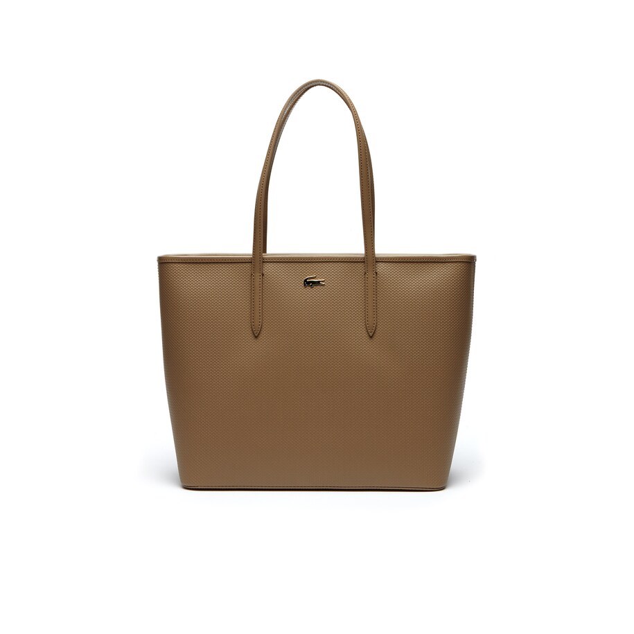 Grand Sac Cabas Zippe Chantaco En Cuir Pique Uni Lacoste