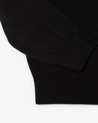 Pull zippé coton uni col montant