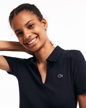 Robe polo col V Lacoste LIVE en coton c&ocirc;tel&eacute;