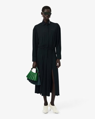 Robe longue col polo plissée Défilé