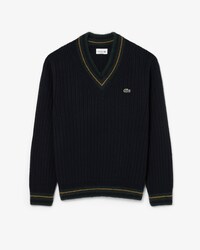 Pull col V laine ray&eacute;