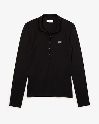 Polo slim fit Lacoste &agrave; manches longues en mini piqu&eacute; stretch