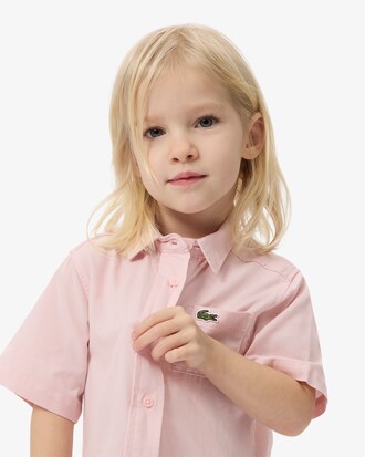 Robe chemise popeline bas pliss&eacute;