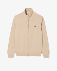 Pull zipp&eacute; coton uni col montant