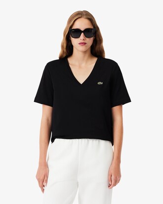 T-shirt relaxed fit coton doux col V