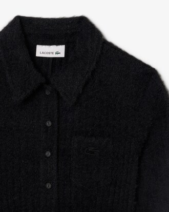 Robe col polo maille c&ocirc;tel&eacute;e duveteuse