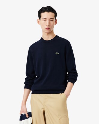 Pull coton uni col rond