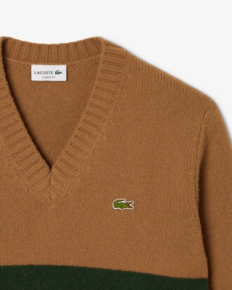 Pull col V laine rayé