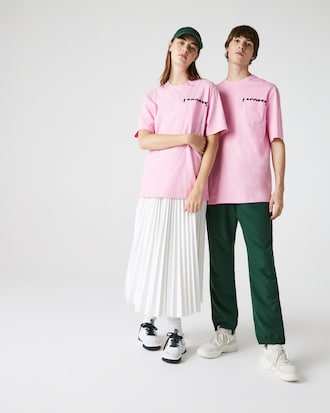 T-shirt unisexe Lacoste LIVE loose fit en coton avec marquage et poche