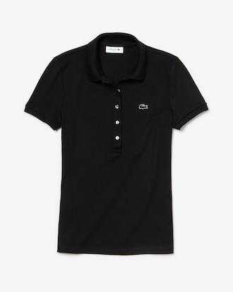 Polo slim fit Lacoste en mini piqu&eacute; de coton stretch uni