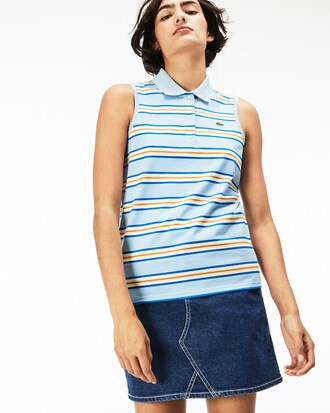 Polo sans manches slim fit Lacoste LIVE en coton ray&eacute; arc-en-ciel