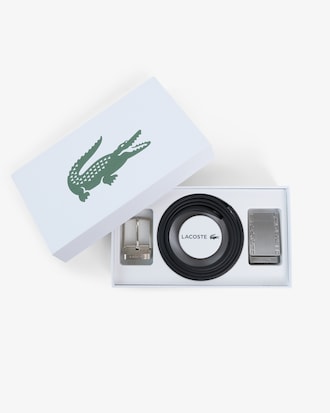 Coffret ceinture en cuir et 2 boucles