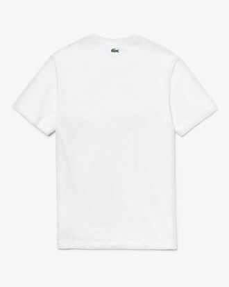 T-shirt col rond en coton uni avec broderie crocodile oversize