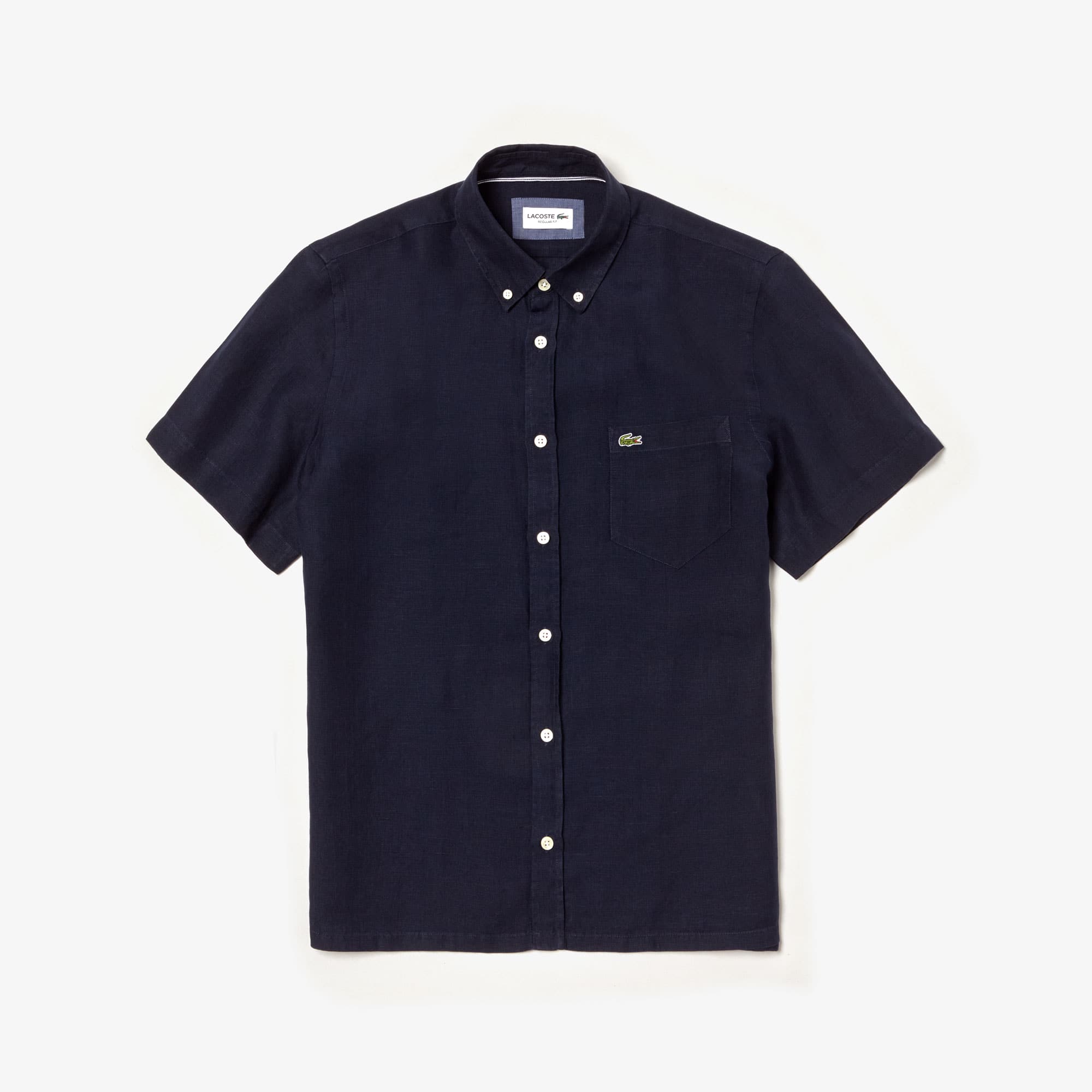 Toile Chemise Fit De À Lacoste Courtes Lin Regular Unie En Manches Bg4YqP64p