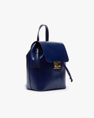 Sac &agrave; dos avec rabat LIVE Mate en cuir enduit uni