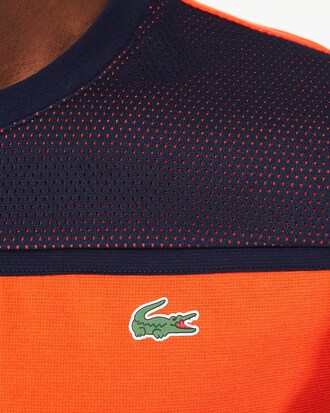 T-shirt col rond Tennis bi-matière Lacoste SPORT en coton ultra léger