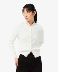 Cardigan maille torsad&eacute;e rayures