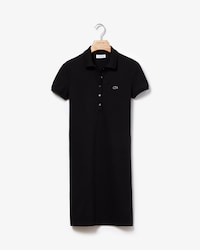 Robe polo en mini piqu&eacute; de coton stretch uni